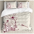 thumbnail image 3 of Ambesonne Dragonfly Grunge Style Design Flowers Leaves and Bugs Flies Wings Image Duvet Cover Set, 3 of 3