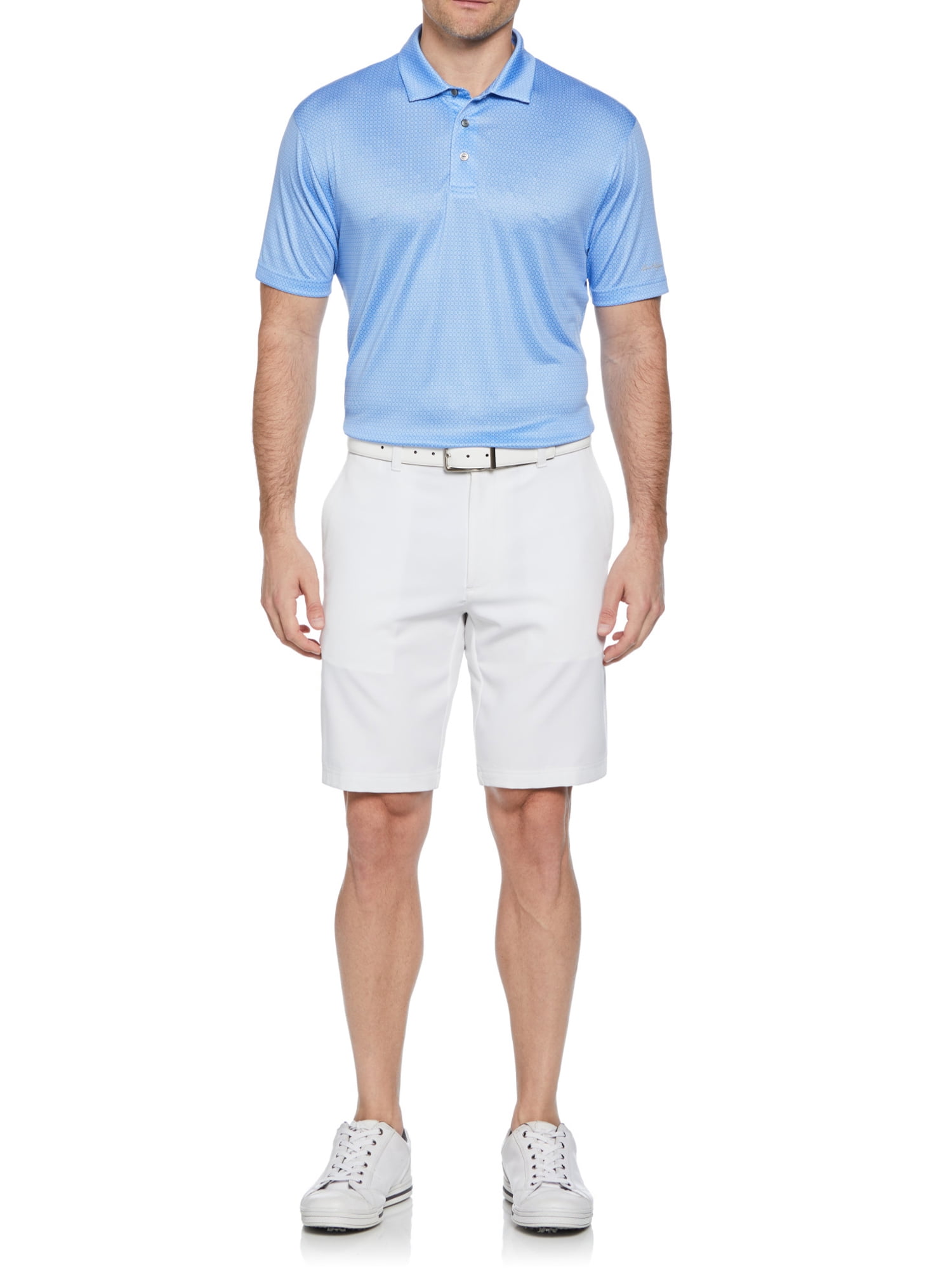 Ben Hogan Performance Men’s and Big Men’s Micro Geo Print Short Sleeve Golf Polo Shirt, up to Size 5XL