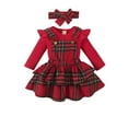 thumbnail image 3 of Gubotare Baby Girl Outfit Sets Baby Girl Outfits Ruffle Long Sleeve Romper Suspender Dress Fall Winter Clothes 0 3 6 9 12 18 24 Months (Red,0-3 Months), 3 of 9