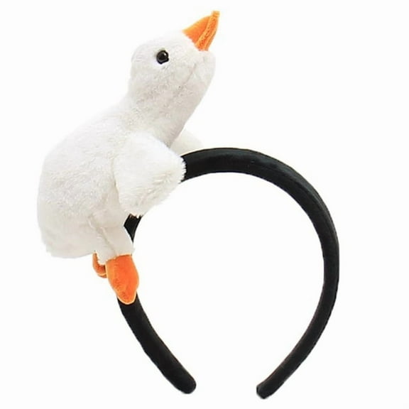 Cute 3D White Goose Headband Makeup Hair Hoop Stuffed Plush Duck Doll Animal Hairband Hair Accessories for Women Kids