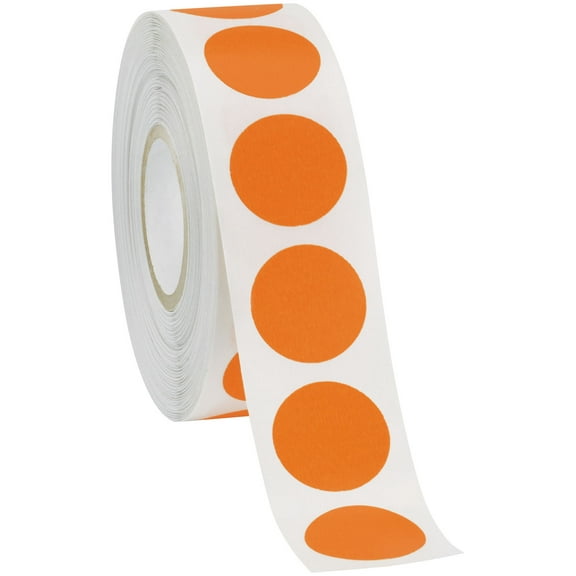 SSWBasics Self-Adhesive Labels (3/4" Diameter Circle) - Orange - 1000 Labels Per Roll