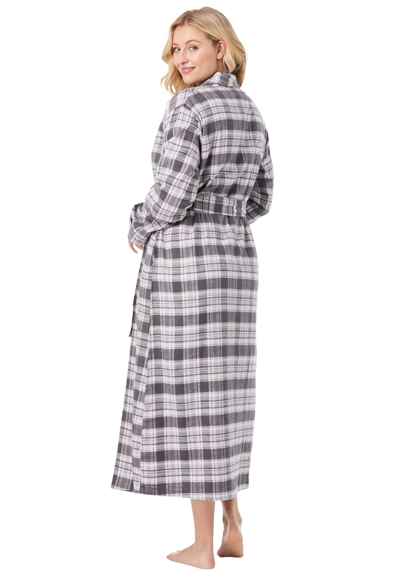 Women's Plus Size Long Flannel Robe Dreams & Co 