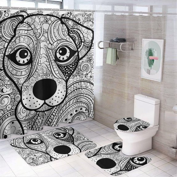 Shower Curtain Set 4 Pcs Blue and Gold Bathroom Set with Non-Slip Rugs Toilet Lid Cover and Bath Mat for Bathroom Decor Waterproof Bath Accessories for Tub 72" X 72"