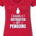 thumbnail image 4 of Inktastic Easily Distracted by Penguins Women's V-Neck T-Shirt, 4 of 5