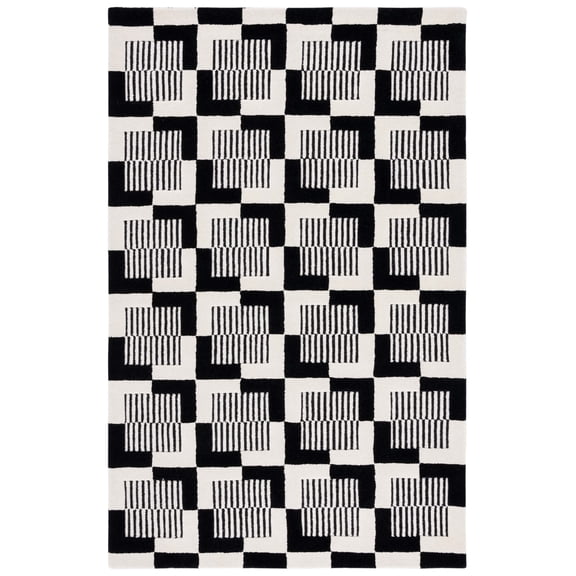 SAFAVIEH Metro Bertrand Geometric Area Rug, Black/Ivory, 8' x 10'