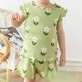 thumbnail image 6 of Spazoro Toddler Girls Homewear Outfit Sets, Cotton Summer 2-Pieces Graphic Print Short Sleeve Shirt and Shorts Sets Green Size 2-3 T, 6 of 8