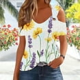 thumbnail image 6 of perfectbot Womens Floral Print Blouses Summer Casual Short Sleeve Relaxed Fit Shirts V-Neck Hollow Out Tops S-XXL, 6 of 6