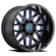 XD Series Grenade 20x9 6x135 18et 87.10mm Satin Black Milled with Blue Clear Coat Wheel