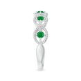 thumbnail image 3 of ANGARA Natural Art Deco Style Emerald Scalloped Anniversary Ring in 14K White Gold for Women (Size-2.4mm) | May Birthstone, Birthday, Anniversary, Jewelry Gift for Women | Natural Emerald Ring, 3 of 9