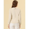 thumbnail image 4 of Blusa de Gasa Casual Allegra K con cuello Peter Pan Manga Larga con botones Decorativos Albaricoque M, 4 of 5