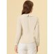 thumbnail image 4 of Blusa de Gasa Casual Allegra K con cuello Peter Pan Manga Larga con botones Decorativos Albaricoque M, 4 of 5