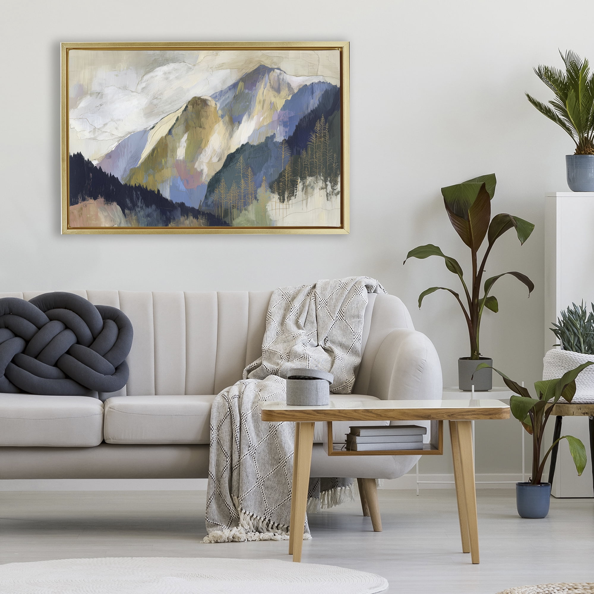 Stupell Industries Mountain Forest Landscape Gold Framed Floater Canvas Wall Art, design by Chromatic Storm Studio