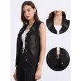 thumbnail image 2 of DARING DIVA Women's Denim Vest Sleeveless Jean Jacket Tops Button Down Waistcoat XS Black, 2 of 6
