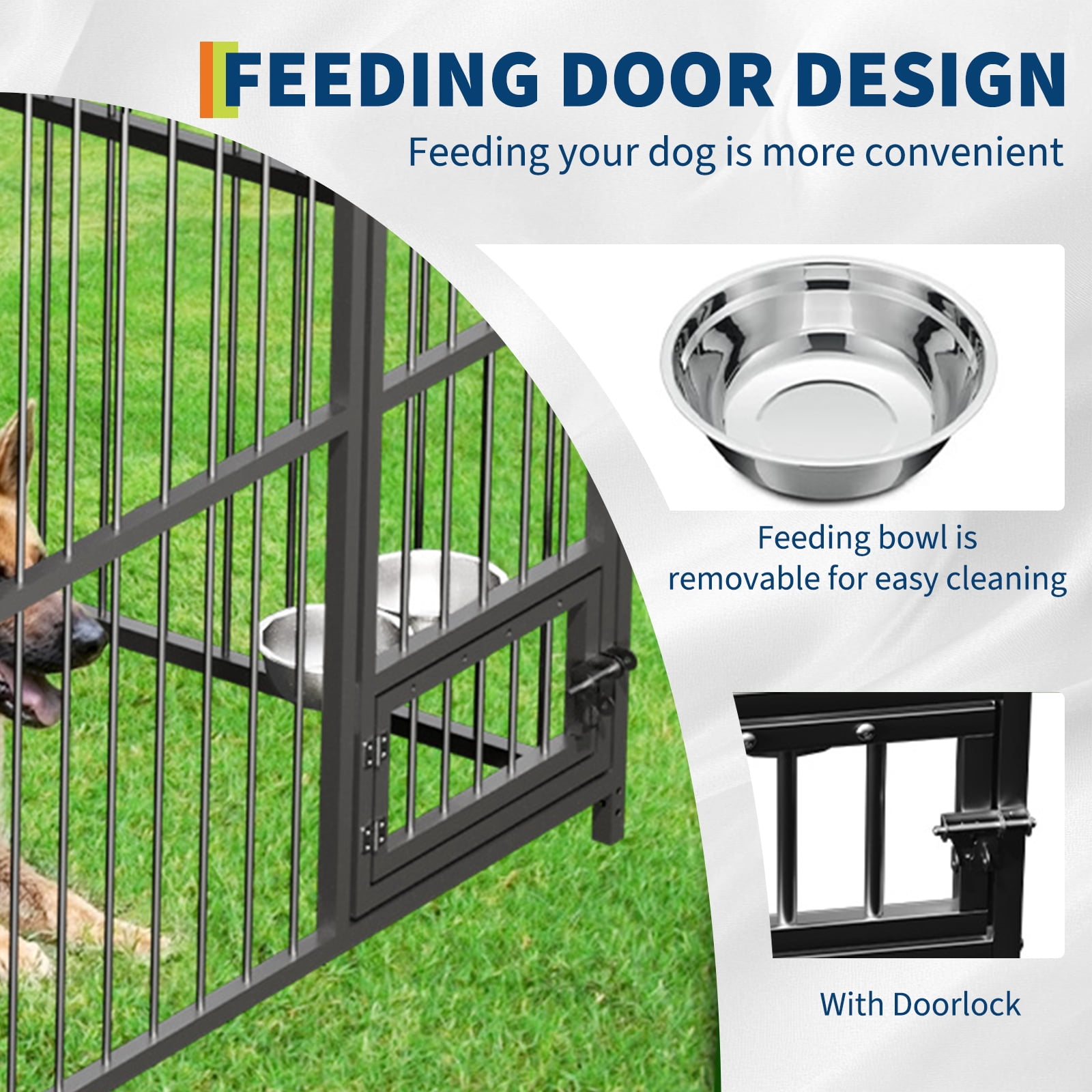 Danolapsi Large Dog Enclosures, Outdoor Dog Kennel with Waterproof Cover, Large Dog Kennel Outdoor with Feeding Doors, Large Dog House for Yard Garden Backyard（10×15×6FT）Outdoor Walk-in Dog Cage