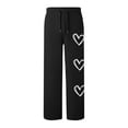 thumbnail image 5 of Womens Wide Leg Sweatpants Heart Print Drawstring Baggy Sweat Pants with Pockets Elastic Waisted Casual Trousers, 5 of 5