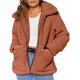 thumbnail image 4 of Chaqueta de mujer Piel sintética esponjosa Color sólido Cuello vuelto Bolsillos de manga larga Abanopi Chaqueta de mujeres, 4 of 7