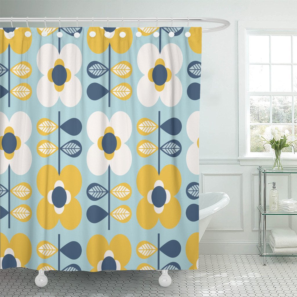 Pknmt 1960s Flowers And Leaves 1970s, 70s Shower Curtain Flowers