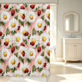 thumbnail image 2 of Erosebridal Rustic Bug Ladybug Shower Curtain 72Wx84L,Vintage Daisy Floral Bathroom Shower Curtain,Pink White, 2 of 5