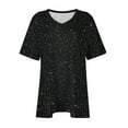 thumbnail image 5 of yillto Womens Plus Size Top Tunic Short Sleeve Blouse V Neck Sequin Shirts Causal Loose Outfits XL-5XL, 5 of 6