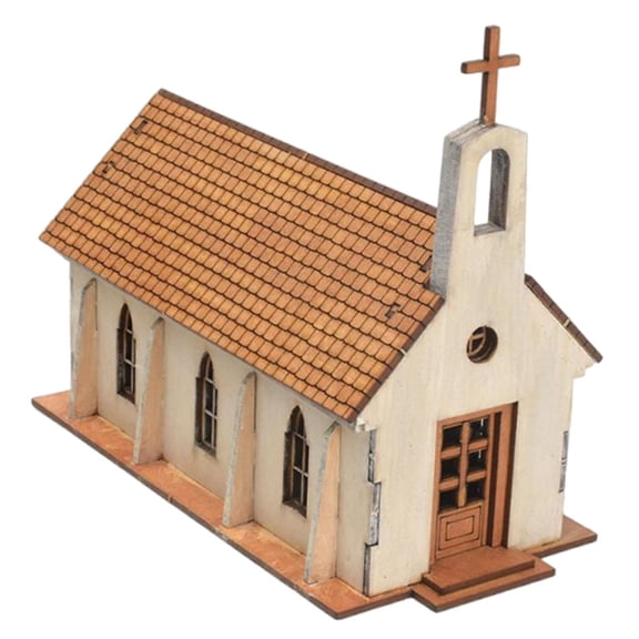 DIY Wooden Building Kit Puzzle Model Church Ornament Realistic Wood Material for Hobbyists Holiday Gift Decor
