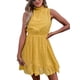 thumbnail image 2 of VISgogo Mini vestido para mujer, elegante, sin mangas, cuello alto, sólido, verano, casual, citas, vestido de una línea VISgogo moda, 2 of 7