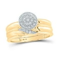 thumbnail image 3 of 10k Yellow Gold Diamond His Hers Matching Trio Wedding Engagement Bridal Ring Set 1/4 Cttw, Womens Size: 5-10, Mens Size: 7-13, 3 of 4