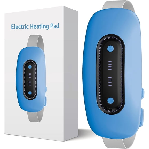 Electric Heating Pad,Portable Cordless MensElectric Heating Pad, Portable Cordless Menstrual Heating Pad with 4 Heat Levels and 4 Massage Modes, Fast Large Heating Belly Wrap Belt (SkyBlue)