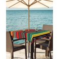 thumbnail image 3 of nqOlkjepod Boho Red Stripes Outdoor Tablecloth with Umbrella Hole & Zipper, Colorful Mexico Blue Green Yellow Square Table Cover 60x60 Inch, Dining Waterproof Table Cloth Protector for Patio/Party, 3 of 7