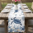 thumbnail image 4 of Blue Turtle Coastal Table Runner 36 Inches, Beach Starfish Nautical Coral Shell Bed Runner Dresser Scarves Tabletop for Indoor Outdoor Parties/Ceremony/Banquet, 13"x 36", 4 of 9