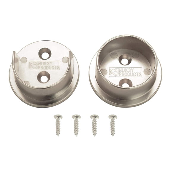 Nuk3y Heavy Duty Metal Steel Closet Pole Socket Set 1-1/2" (Satin Nickel)