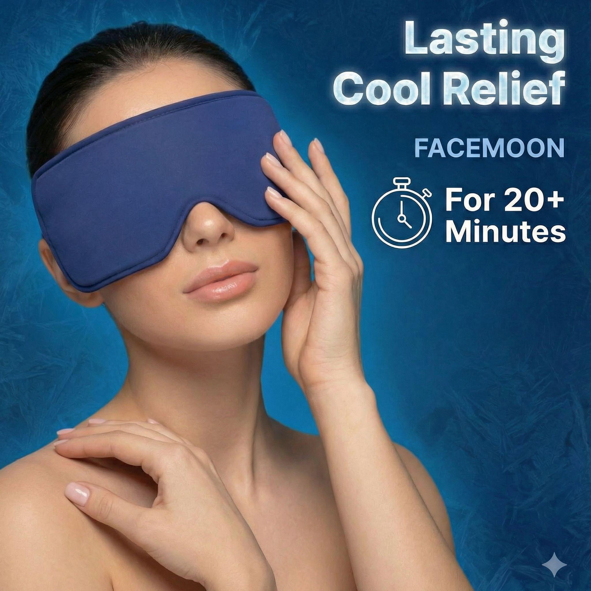 FACEMOON Adults Ice Silk Soft Comfort Gel Cooling Sleep Eye Mask for Tired Eyes, Puffy Eyes, Dark Circles with Storage Bag, Blue