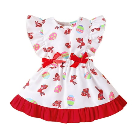 

Qufokar Black Dresses for Babies Junior Dresses Size 16 Printed Ruffles Dress Cartoon Rabbit Baby Toddler Easter Sleeveless Princess Girls Girls Dress&Skirt