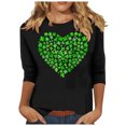 thumbnail image 2 of Meichang Hauts à Manches 3/4 pour Femmes T-Shirts de la Saint-Patrick Trèfle Chanceux T-Shirts Graphiques Col Rond Chanceux Irlandais Tops Printemps Liquidation, 2 of 5