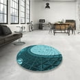 thumbnail image 4 of Ahgly Company Tapis Rond Lavable en Machine Intérieur Transitionnel Bleu Diamant Bleu, 3 Pieds Rond, 4 of 7