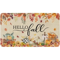Hallo Fall Door Mat 17x30Inch, Fall Pumpkin Maple Leaf Doormat, Indoor Outdoor Entry Floor Mat Non-Slip Welcome Party Thanksgiving Decor Mat