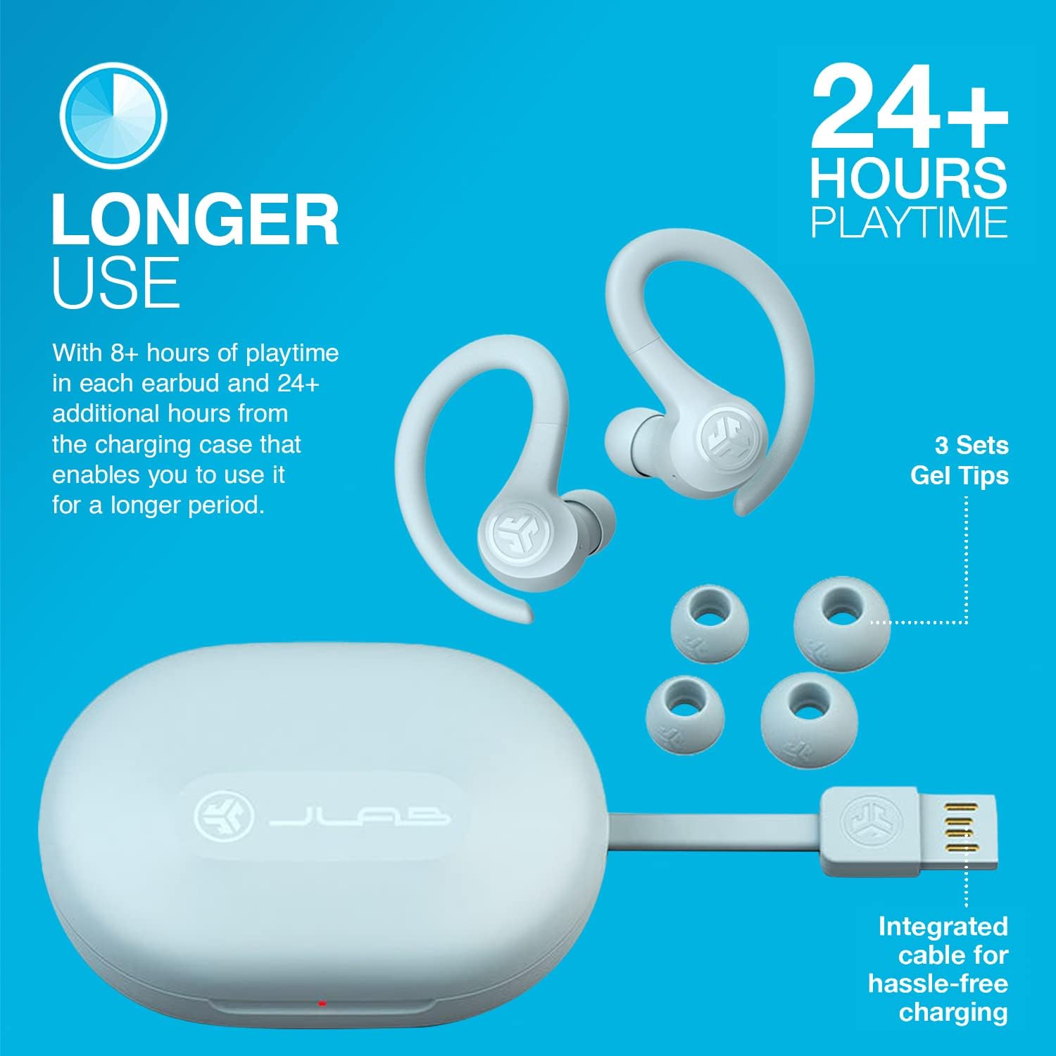 JLab Go Air Sport Sweatproof Wireless Earbuds, Light Blue photo 5