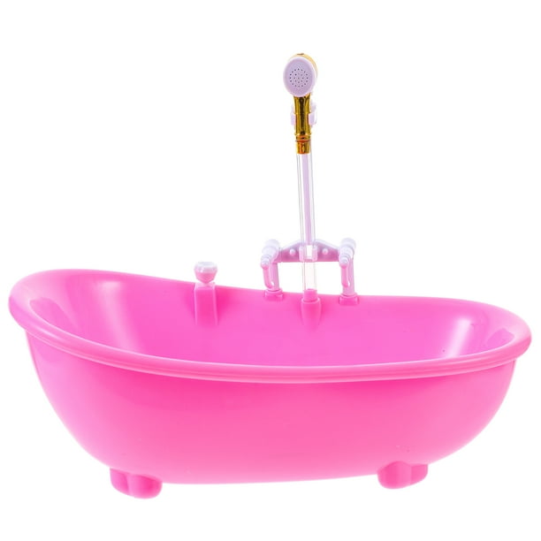 EeaseMX Bañera eléctrica con rociador de agua, piscina, sin batería, para muñecas (rosa)
