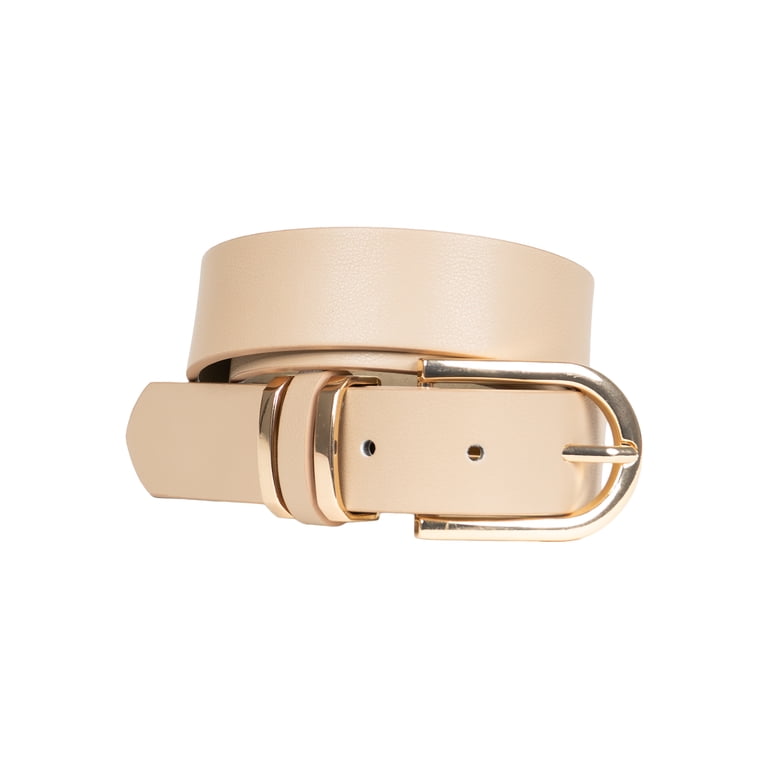 Time and Tru Women's Faux Leather Belt, Latte photo 1