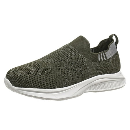 

On Running Shoes Women Fashion Autumn Women Sports Shoes Flat Lightweight Fly Woven Mesh Breathable Comfortable Slip On Simple Style sneakers for Women MESH Green