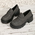 thumbnail image 7 of XUNKUSGA Womens Loafers Solid Color Wide Widths Round Toe Womens Shoes Casual Slip On Leather Loafers for Women Comfort Chunky Shoes for Work Dressy Occasions 5.5-9.5 Gray, 7 of 7