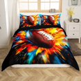 thumbnail image 1 of Housse de Couette Football 3D Format Double 3 Pcs, Ensembles de Literie Décor Graffiti Hippie Art de Rue Coloré pour Enfants Garçons Ados Adultes, Housse de Courtepointe Style Sport Western à Imprimé Rugby avec 2 Taies d'Oreiller (Sans Couette), 1 of 5