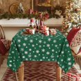 thumbnail image 3 of Christmas Tablecloth Rectangle - Green 60x102 inch Snowflakes Foil Print Pattern Washable Wrinkle Resistant Holiday Tablecloths for Christmas Family Gathering, Dining Room Table 130GSM, 3 of 7