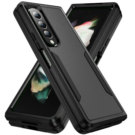 Dteck for Samsung Galaxy Z Fold 4 2022 Phone Case, Shockproof Heavy Duty Hard PC Protective Anti-Scratch Cover Shell, Black
