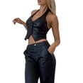 thumbnail image 2 of Sunloudy Camisola Femenina, Verano Color Sólido Cuello Halter Casual Chaleco Crop Tops con Botones para Adultos, S/M/L/XL Sunloudy  moda, 2 of 10
