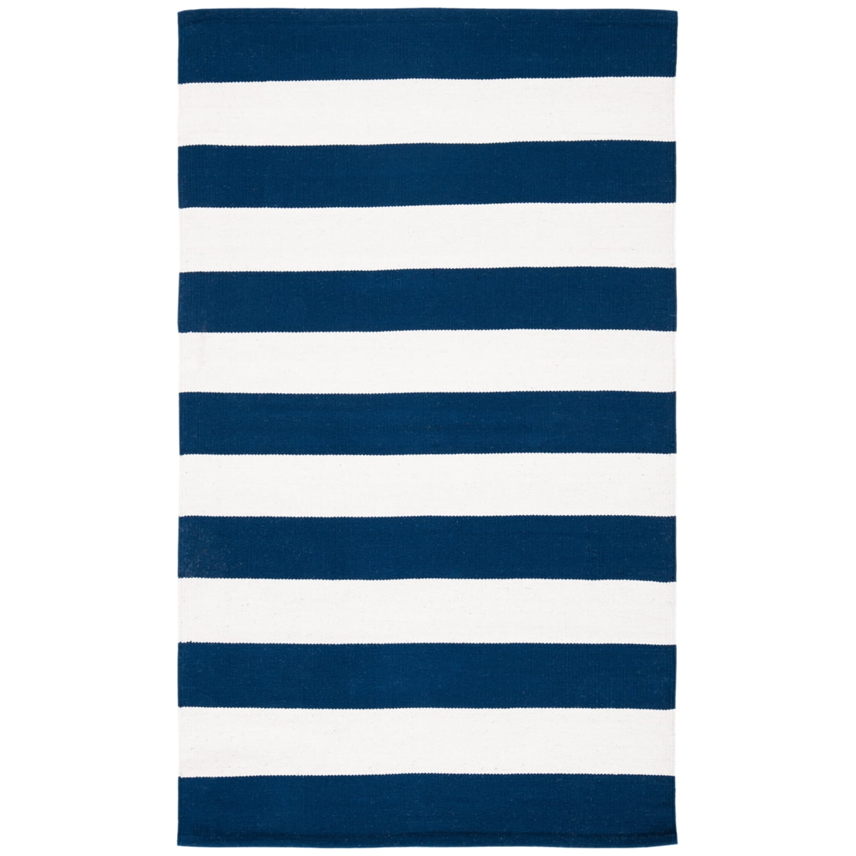 SAFAVIEH Montauk Saranna Geometric Cotton Area Rug, Navy/Ivory, 5' x 5' Square