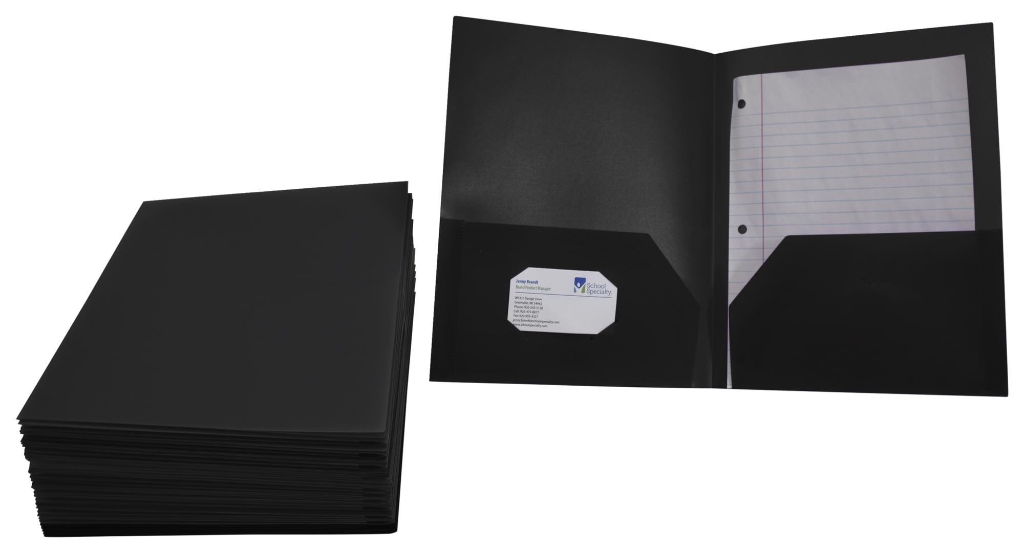 School Smart 2019631 Heavyweight Two-Pocket Poly Folder, Black - Pack of 25