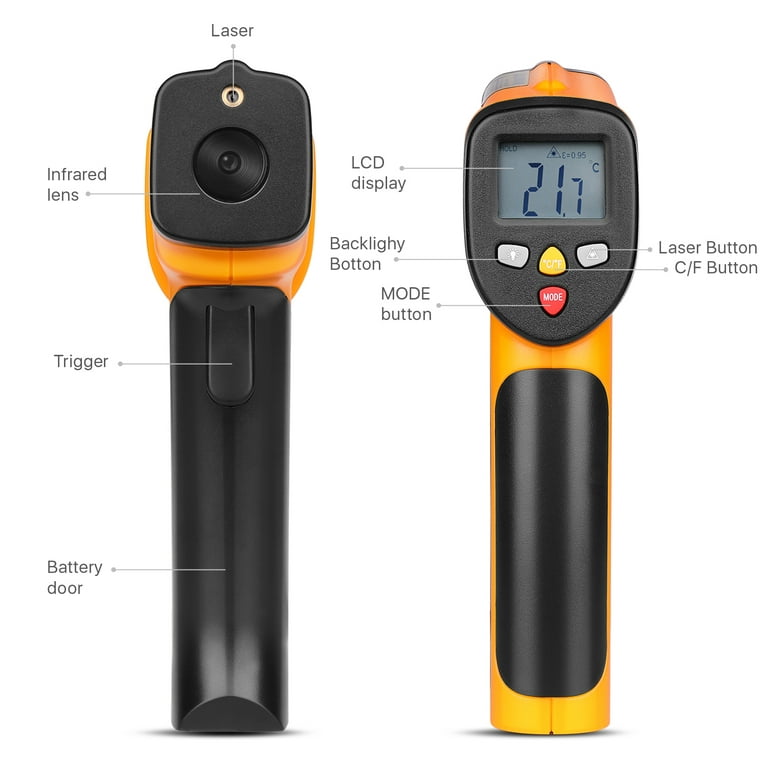 Digital Infrared Thermometer Temperature Gun 4℉~1202℉Handheld Non Contact IR  Laser Thermometer