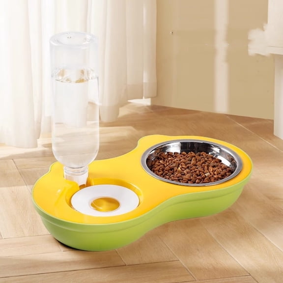 Double Dish Pet Bowls for Cats and Dogs Durable Elevated Feeding Station Easy Clean Indoor Food Water Bowls Comfort Design