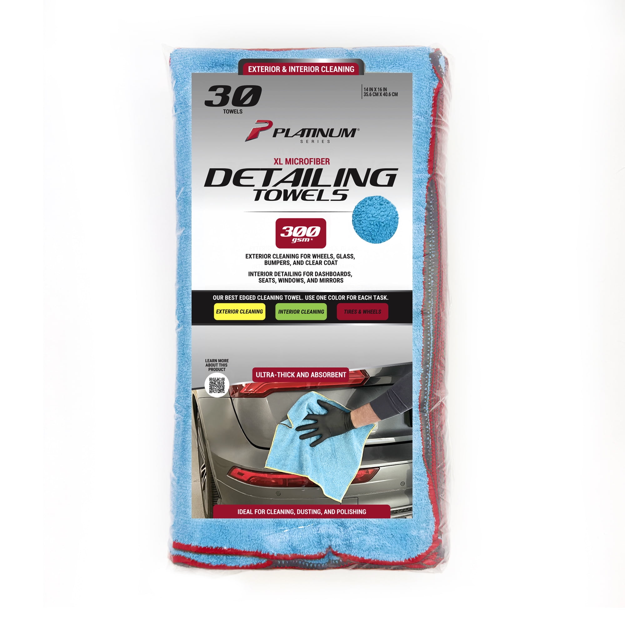 Platinum Series XL Multi-Purpose Microfiber Towels, Detailing Towels, 30 Pack