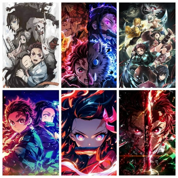 6PCS Demon Slayer Blade Theme Bedroom Wall Decoration Posters (8X10 in) Unframed